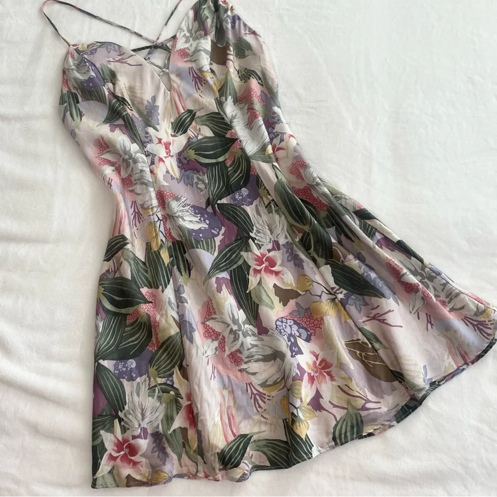 Silk Victoria’s Secret 90s Gold Label Floral Print Corset Vintage Slip Dress L - Picture 2 of 7